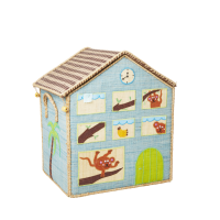 Medium Jungle House Raffia Toy Storage Basket Rice DK
